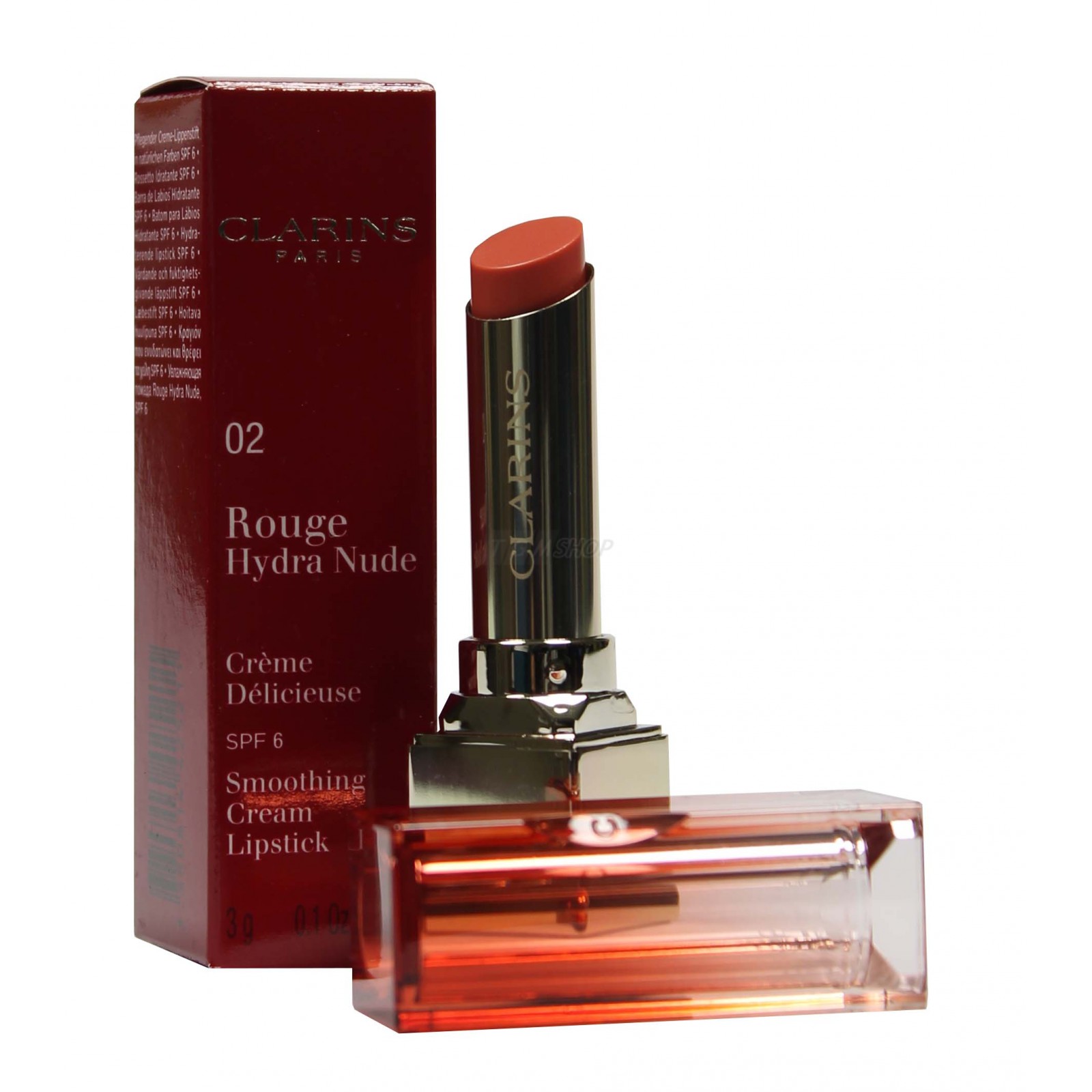 Clarins Rouge Hydra Nude SPF 6 - Creme Lippen Stift Farbe Pflege Make up - 3g - 02 nude coral
